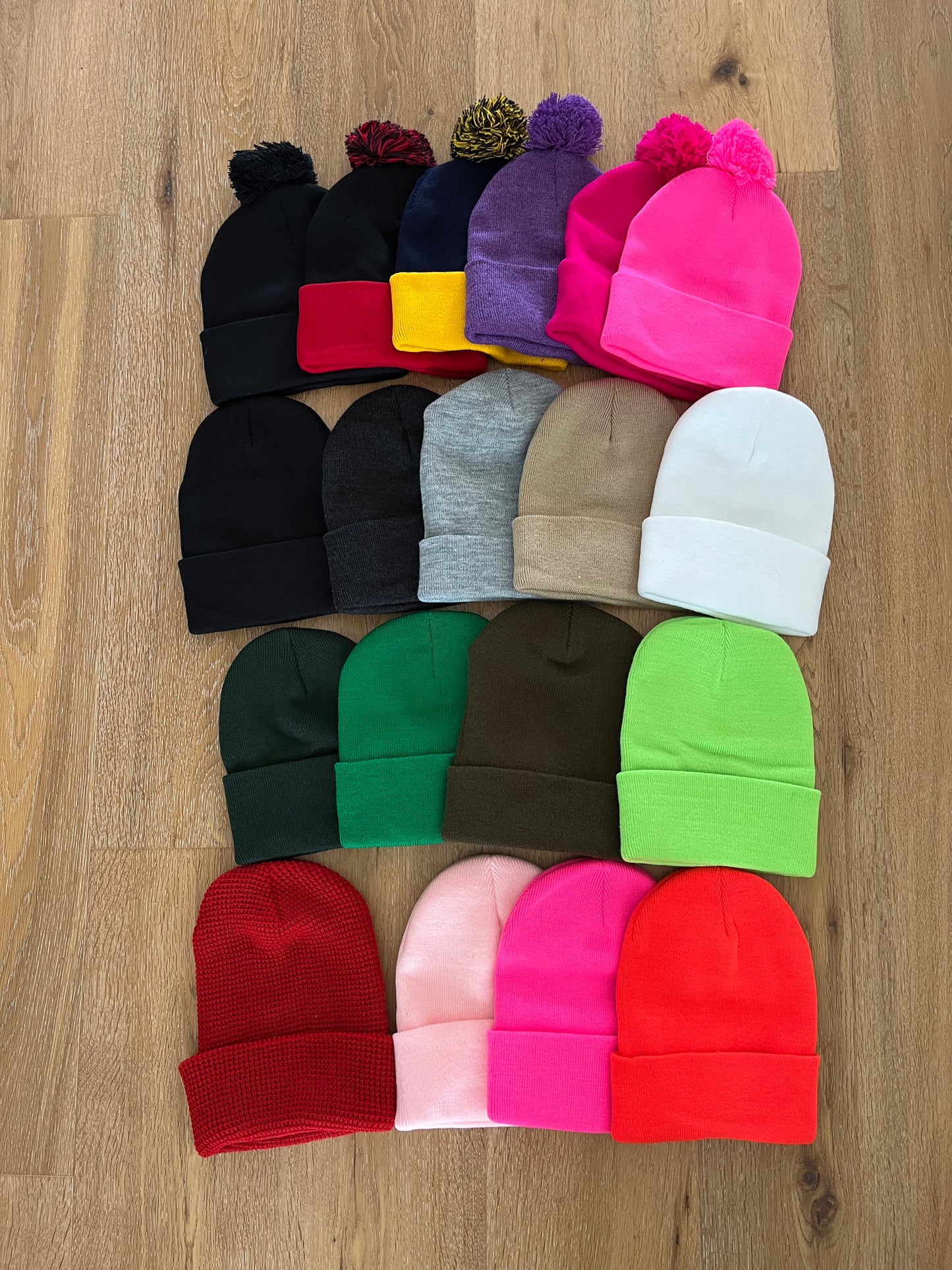 Hockey Initial Leather patch toque - Green, Army Geeen, Neon Green
