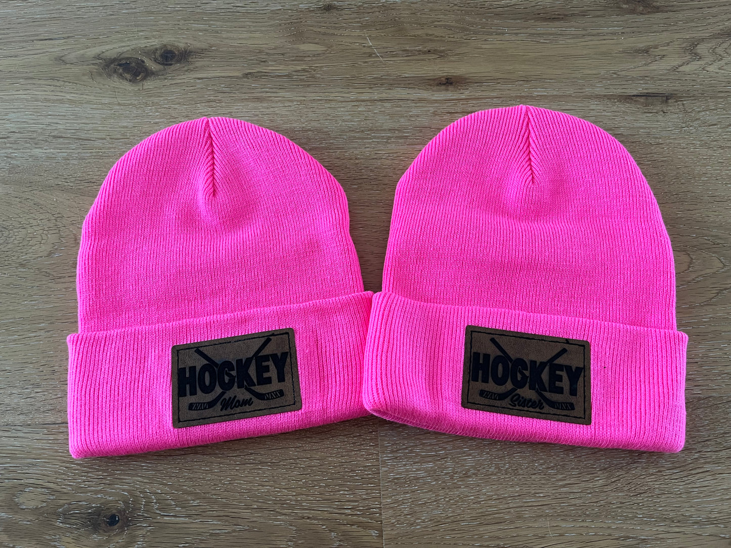 Hockey Leather patch toque - Mom, Dad, Sister, Brother, Coach