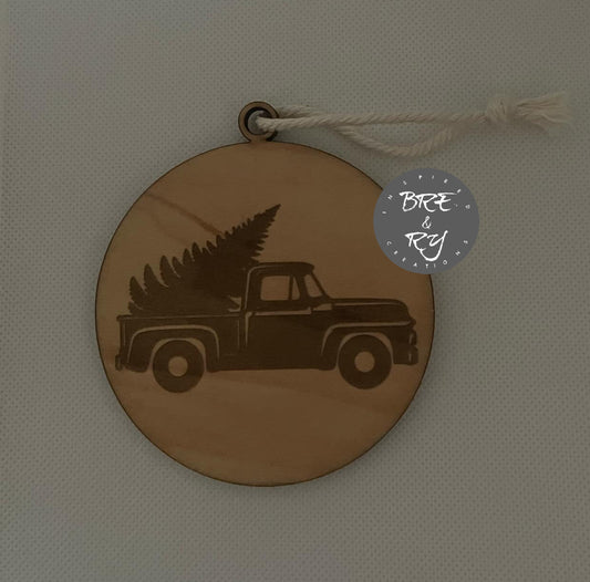 Old truck with tree ornament